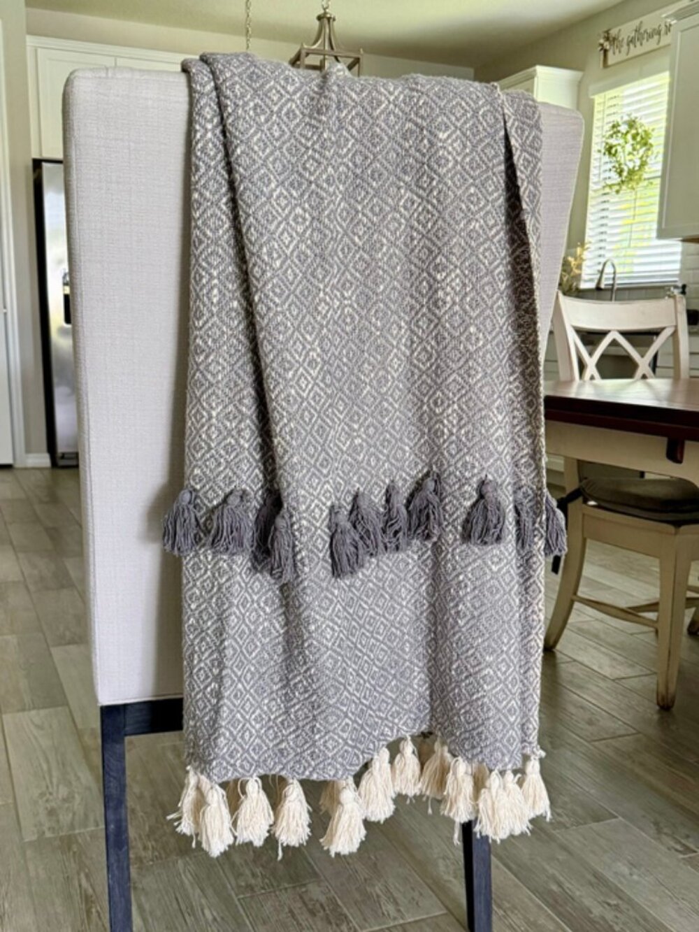Woven Throw Blanket with Chunky Tassels